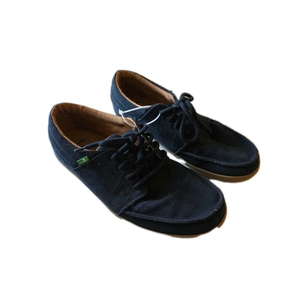Sanuk Shoes Mens Size 11‎ Navy Canvas Lace Up Casual Sneakers SMF11194